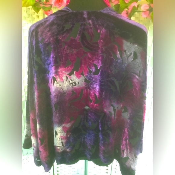Cocoon House Purple Burnout Silk Velvet Kimono Open Front Drape Front π VGUC π - Picture 3 of 13
